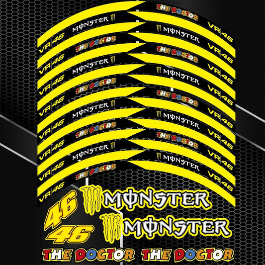 Monster VR46 Universal Rim Stickers – Motorcycle Wheel Decals