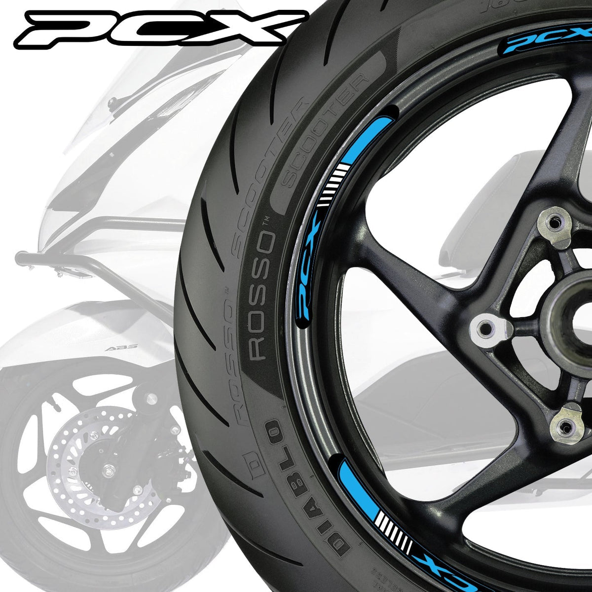 Honda PCX Scooter Wheel Decals – Motorcycle Rim Stickers