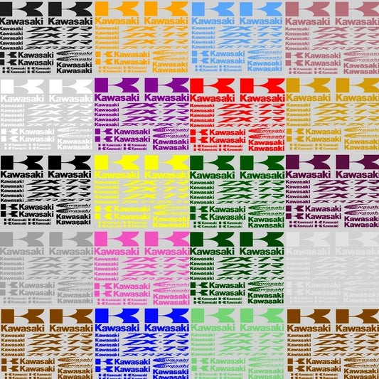 Colorful Kawasaki logo pattern on a white background