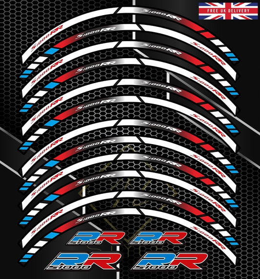 BMW S1000RR M Sport 16pcs Rim Decals – Motorcycle Wheel Sticker Kit