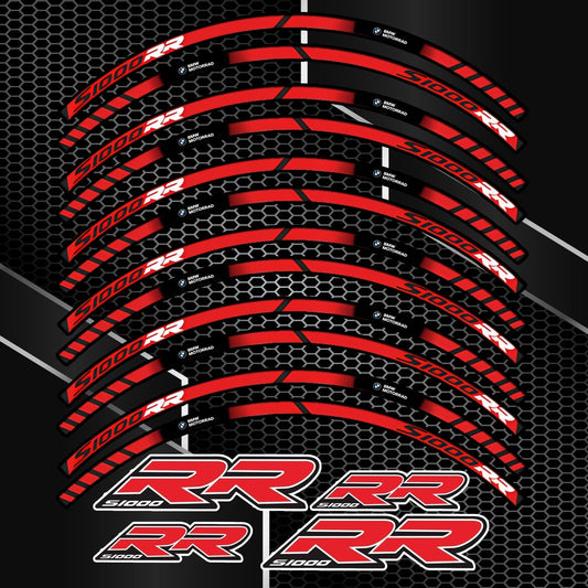 BMW S1000RR Red 16pcs Rim Stickers – Motorcycle Wheel Decal Kit