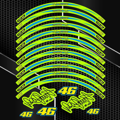 Rossi Universal 18pcs Rim Stickers – Motorcycle Wheel Decals
