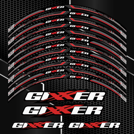 Suzuki GSXR 600 750 1000 16-tlg. Felgenaufkleber – Motorrad-Felgensticker