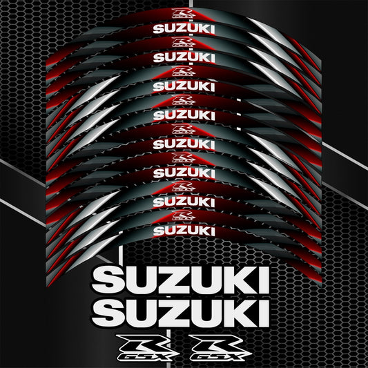 Suzuki GSXR 600 750 1000 20-tlg. Felgenaufkleber – Felgendekor-Set