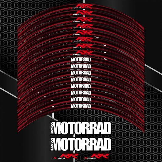 BMW S1000RR Black Red Wheel Decals – Motorcycle Rim Stickers