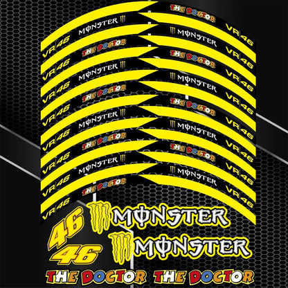Uniwersalne naklejki na felgi Monster VR46 – okleina na koła motocyklowe