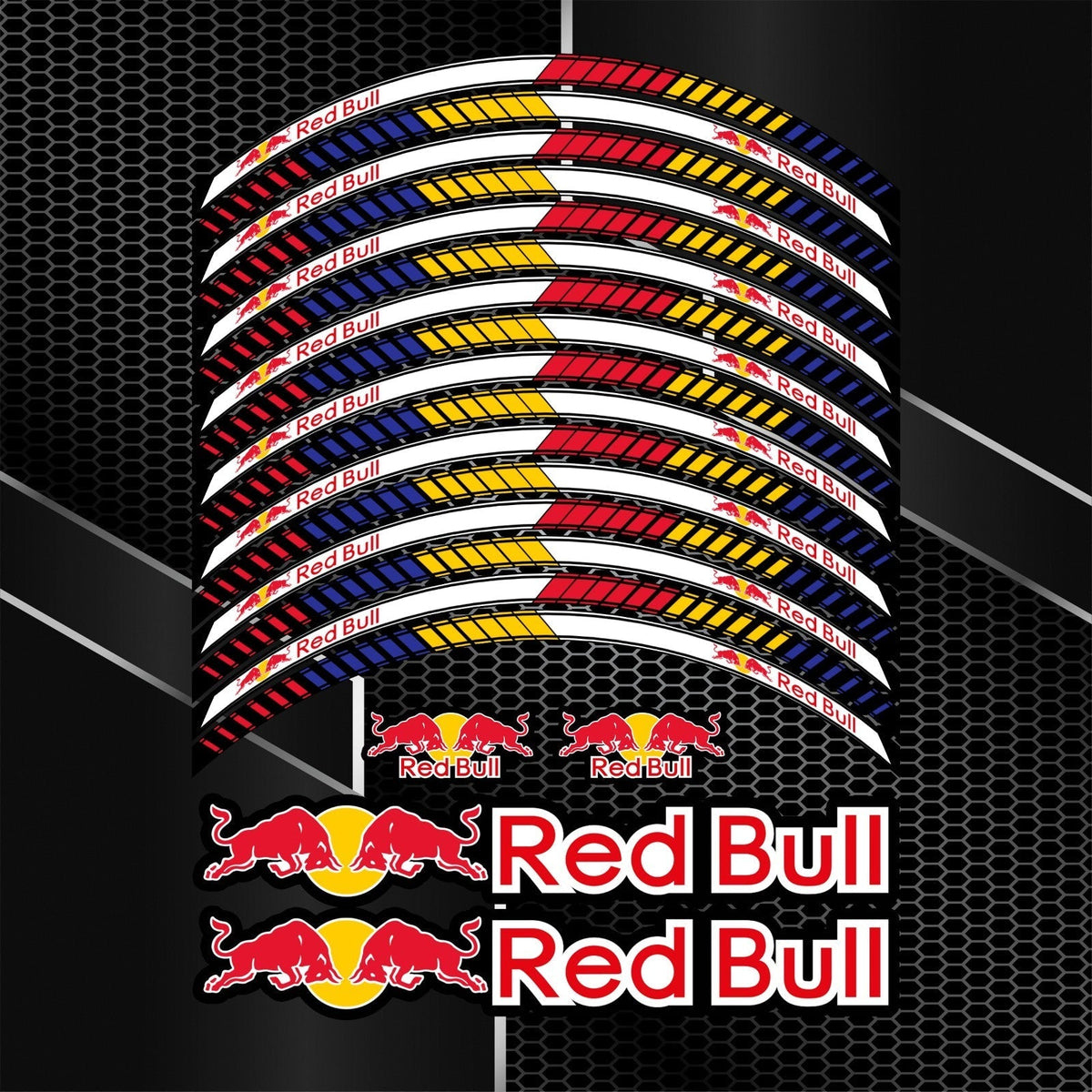 Naklejki na koła RedBull Universal 20 szt. – naklejki na felgi motocyklowe