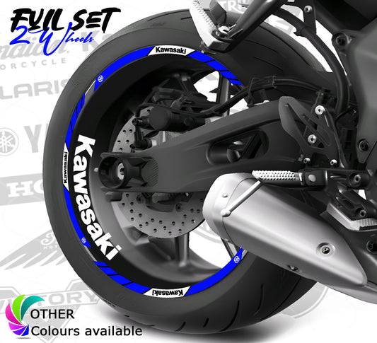 Kawasaki 24pcs Wheel Decals – Motorcycle Rim Sticker Kit