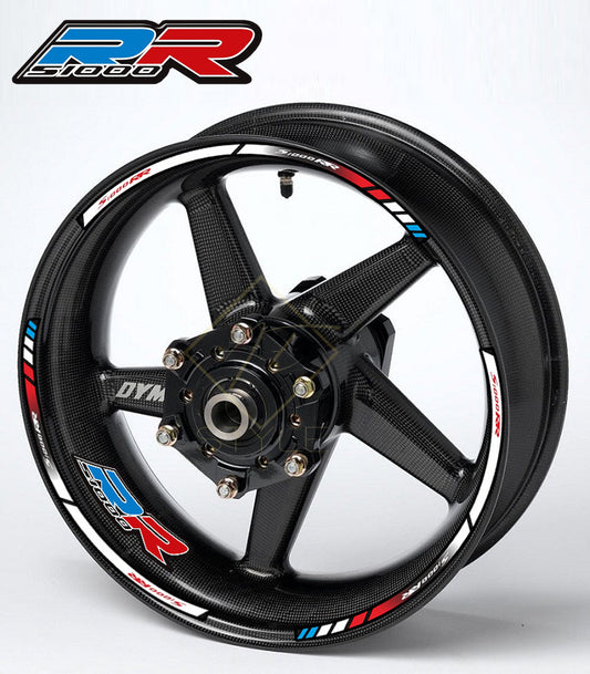 BMW S1000RR wheel decals 16pcs rim stickers kit with M Sport stripes for 17" black wheels