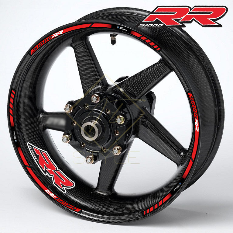 BMW S1000RR wheel decals 16pcs rim stickers kit with red stripes for 17" black wheels