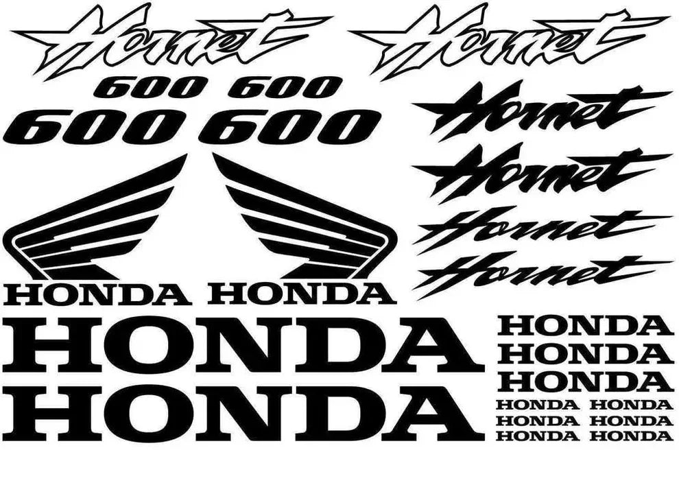 Set of Honda decals including logos and text on a white background