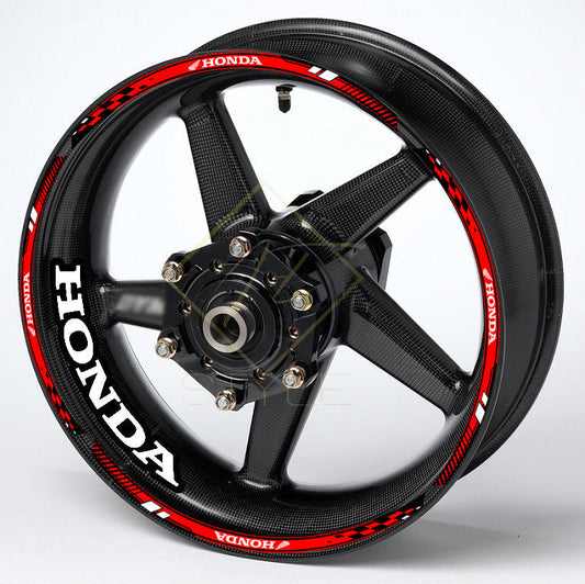 HONDA wheel decal kit 20 stickers for CBR, CB, CRF, NC, VFR, XADV, 10mm thick, glossy finish, mirrored graphics, any colour