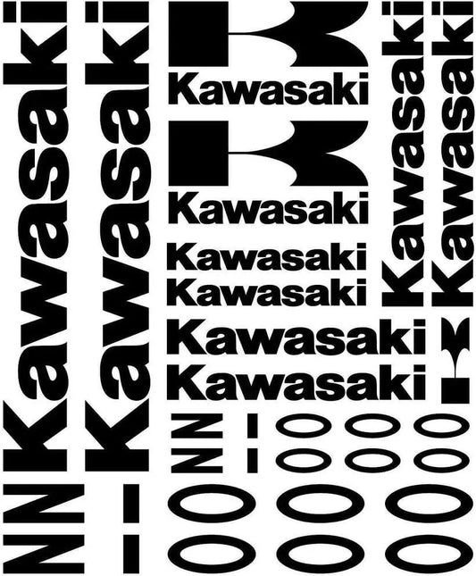 Repetition of Kawasaki logo and text on a white background