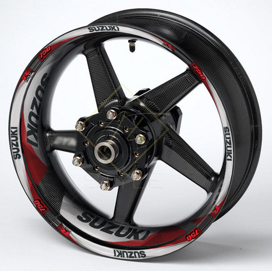Suzuki GSX-R750 Gixxer red wheel decals 36pcs rim and fairing stickers set
