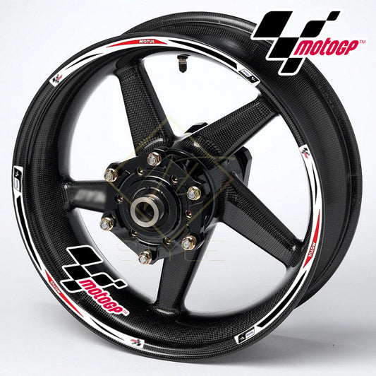 Universal R17 wheel decal kit 16 stickers for 2 wheels, 10mm thick, glossy finish, mirrored graphics, fits BMW, Yamaha, Kawasaki 17" black wheels