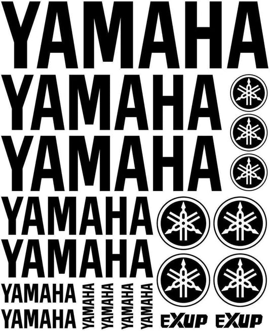 Repetitive display of 'Yamaha' text and logos on a white background
